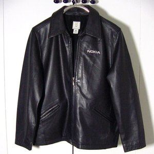 Vtg G Gear Women's Black Leather Jacket Sz L Nokia
